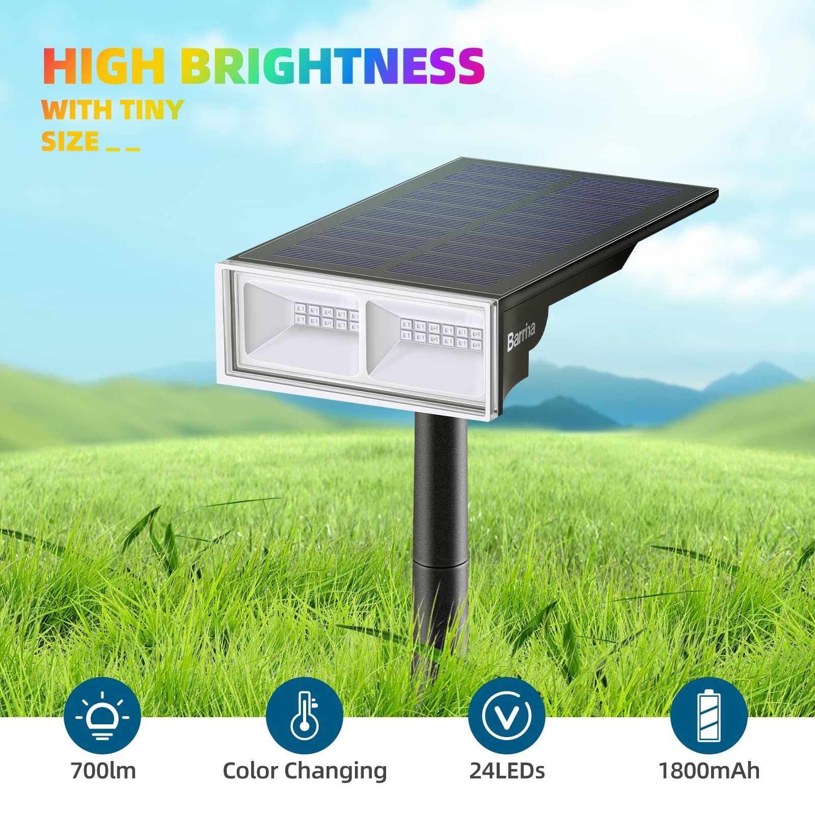 Solar Spot Lights,RGB 8 Colorful Modes,Auto ON/OFF,24 LEDs,TYN RGB