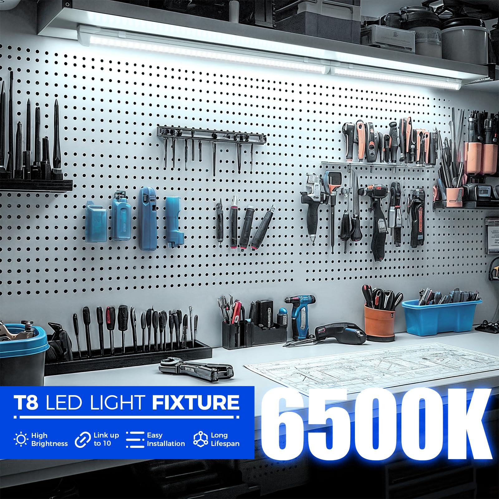 T8 LED Shop Light,2FT,20W,2500LM,BAF20