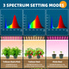 Barrina Ultra-Thin Grow Lights 40W (4 x 10W) 3/6/12H Auto On/Off Timer, 3 Spectrum Modes, 7 Dimmable Levels ,4-Pack