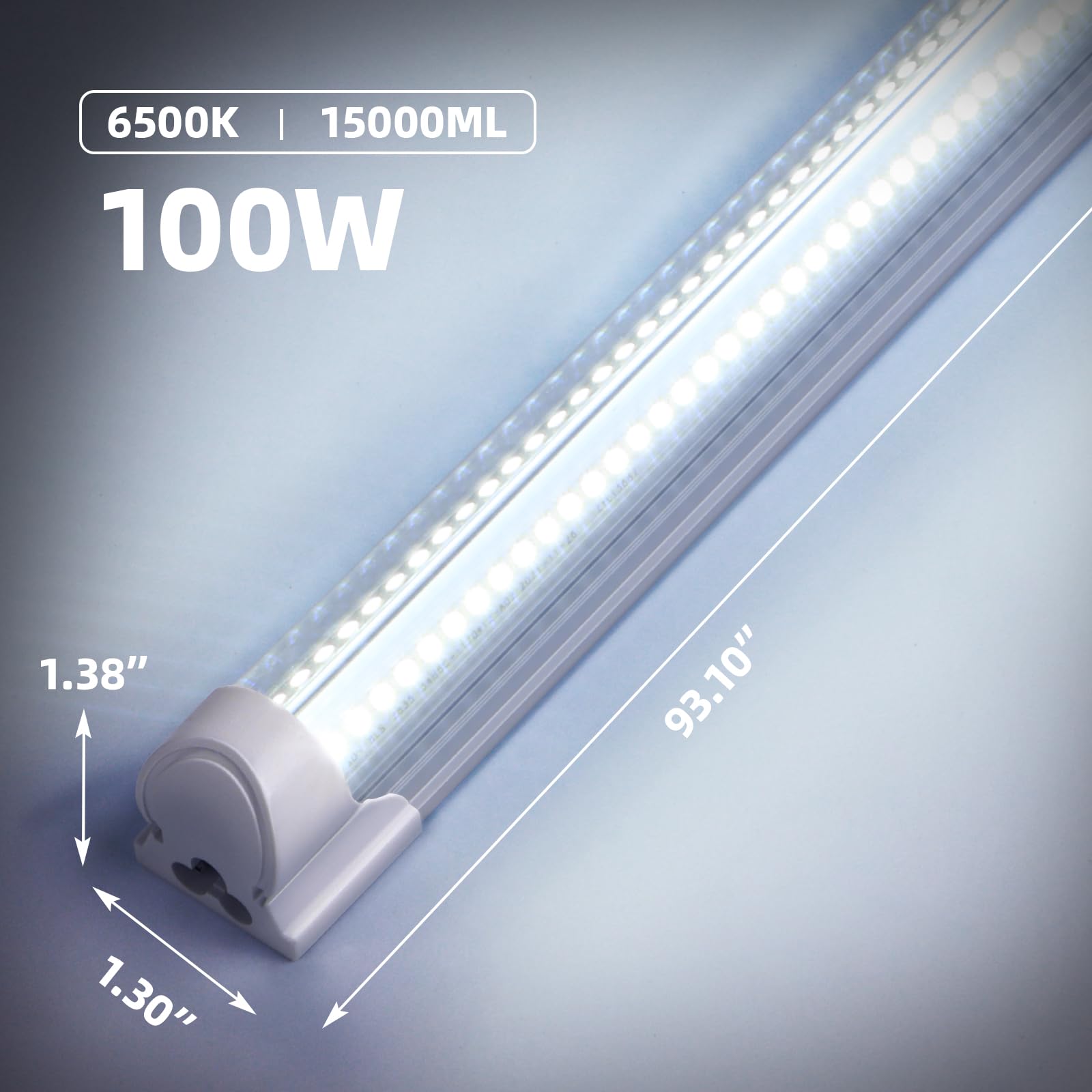 T8 LED Shop Light,8FT,100W,15000LM,6500K,10 Packs,BAX100(6)