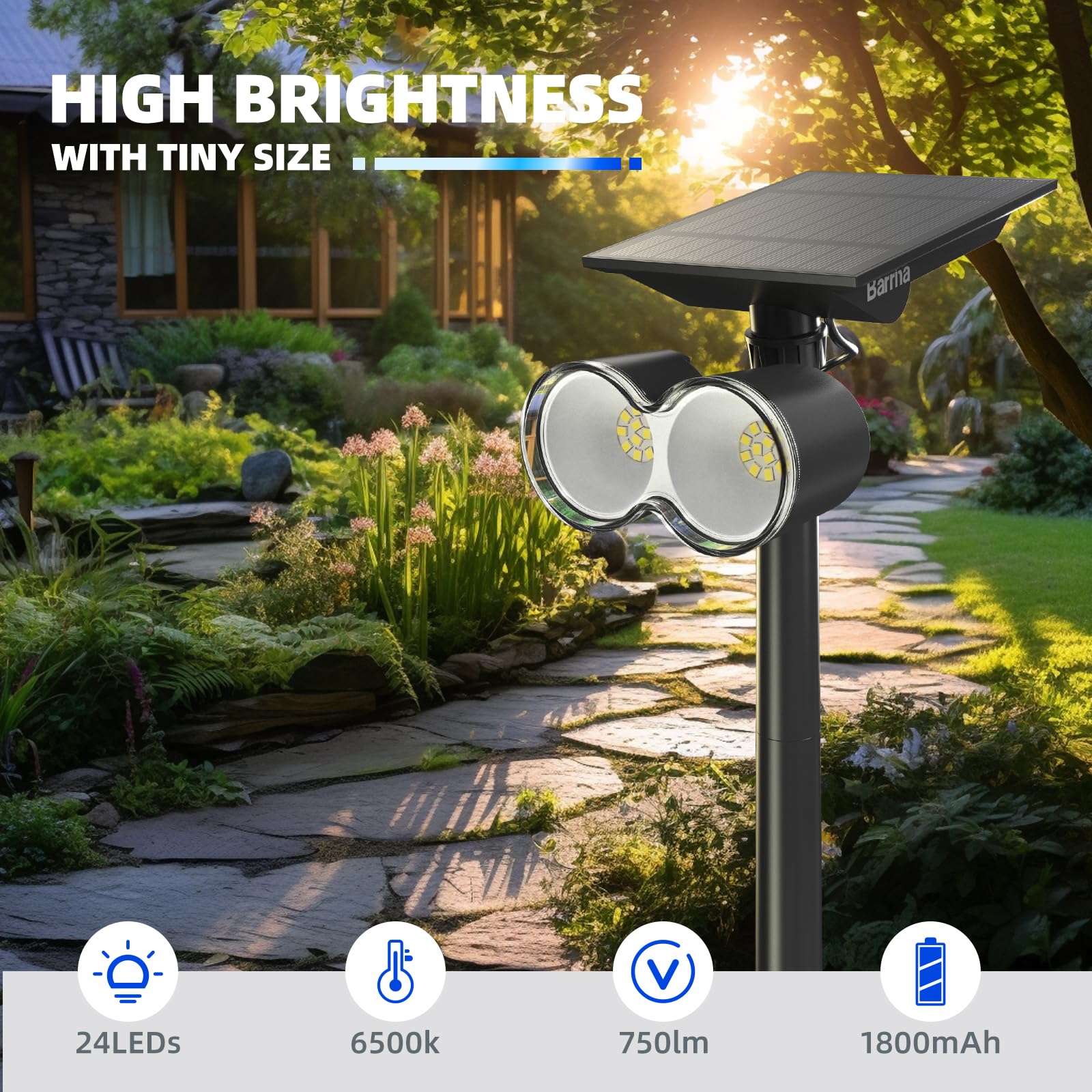 Solar Spotlights,6500K,360°Horizontal Adjustable,3 Modes,Auto ON/OFF,6 Packs,WX 6500K 6