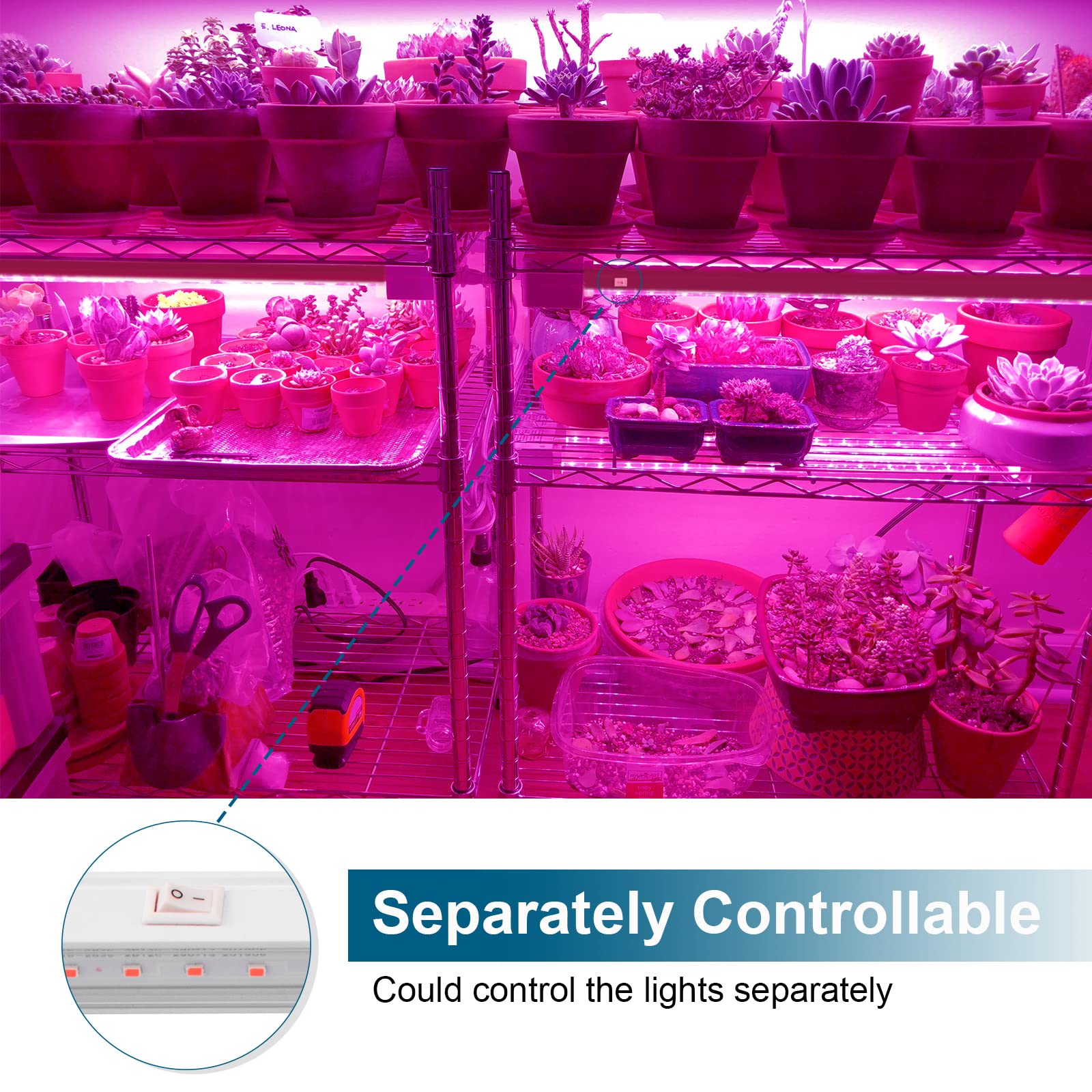 T5 LED Grow Light,4FT,20W,Pink,Full Spectrum,Linkable,8 Packs, ML20(FZ)
