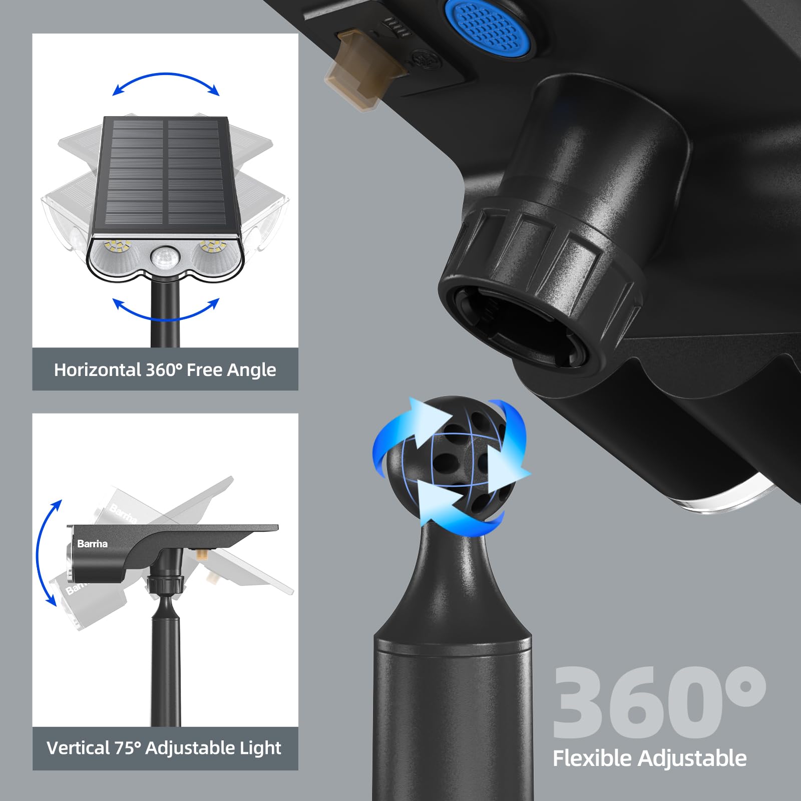 Solar Spot Lights Outdoor Motion Sensor,6500K,3 Modes,Auto ON/OFF,24 LEDs,2 Packs,TNX PIR 6500K 4