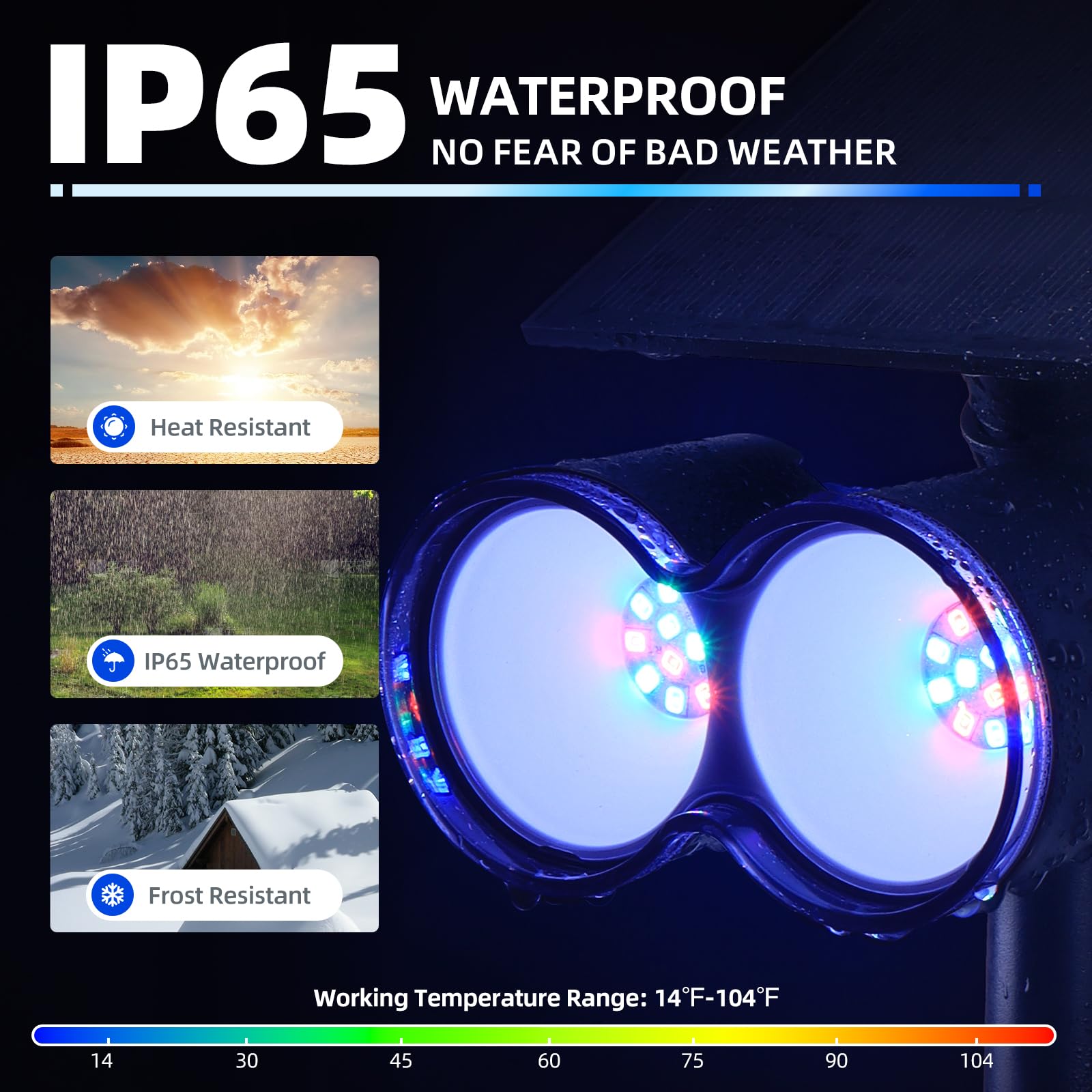 Solar Spot Lights,RGB 8 Colorful Modes,360°Horizontal Adjustable,Auto ON/OFF,WX RGB