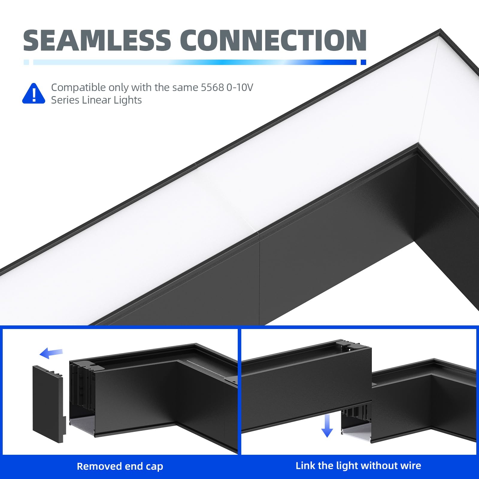 Barrina LED Linear Light Connector, Only Work Linear Light Series 5568-0-10V, 0-10V Dimmable L-Shape 9W, 3CCT Selectable Seamless Connection Suspended Linkable Connecter, ETL Listed, 1 Set