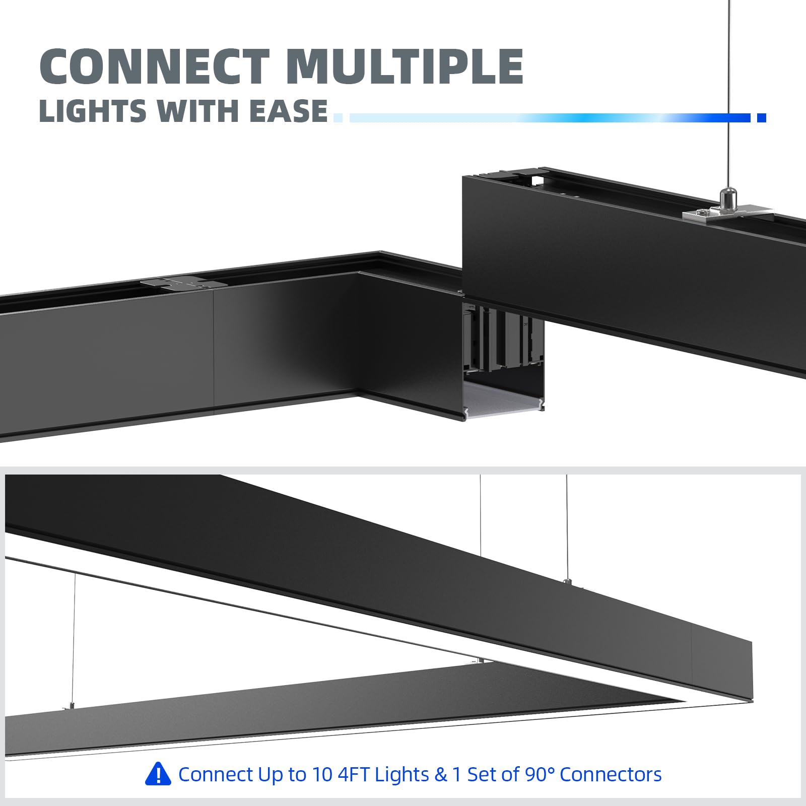 Barrina LED Linear Light Connector, Only Work Linear Light Series 5568-0-10V, 0-10V Dimmable L-Shape 9W, 3CCT Selectable Seamless Connection Suspended Linkable Connecter, ETL Listed, 1 Set