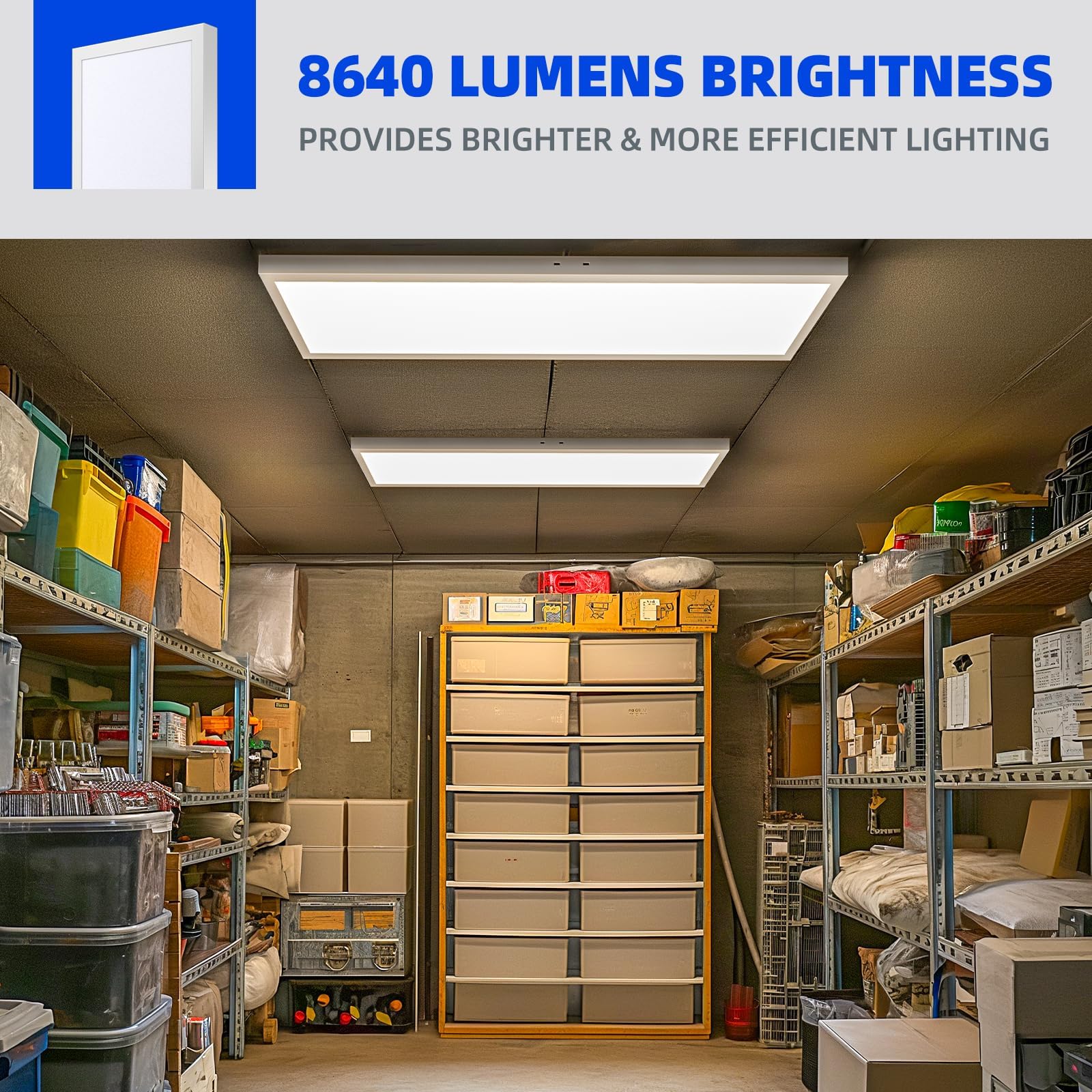 1x4 LED Flat Panel Light,8640LM 72W,0-10V Dimmable,Brightness & 5CCT Selectable,2 Packs,JM-6035