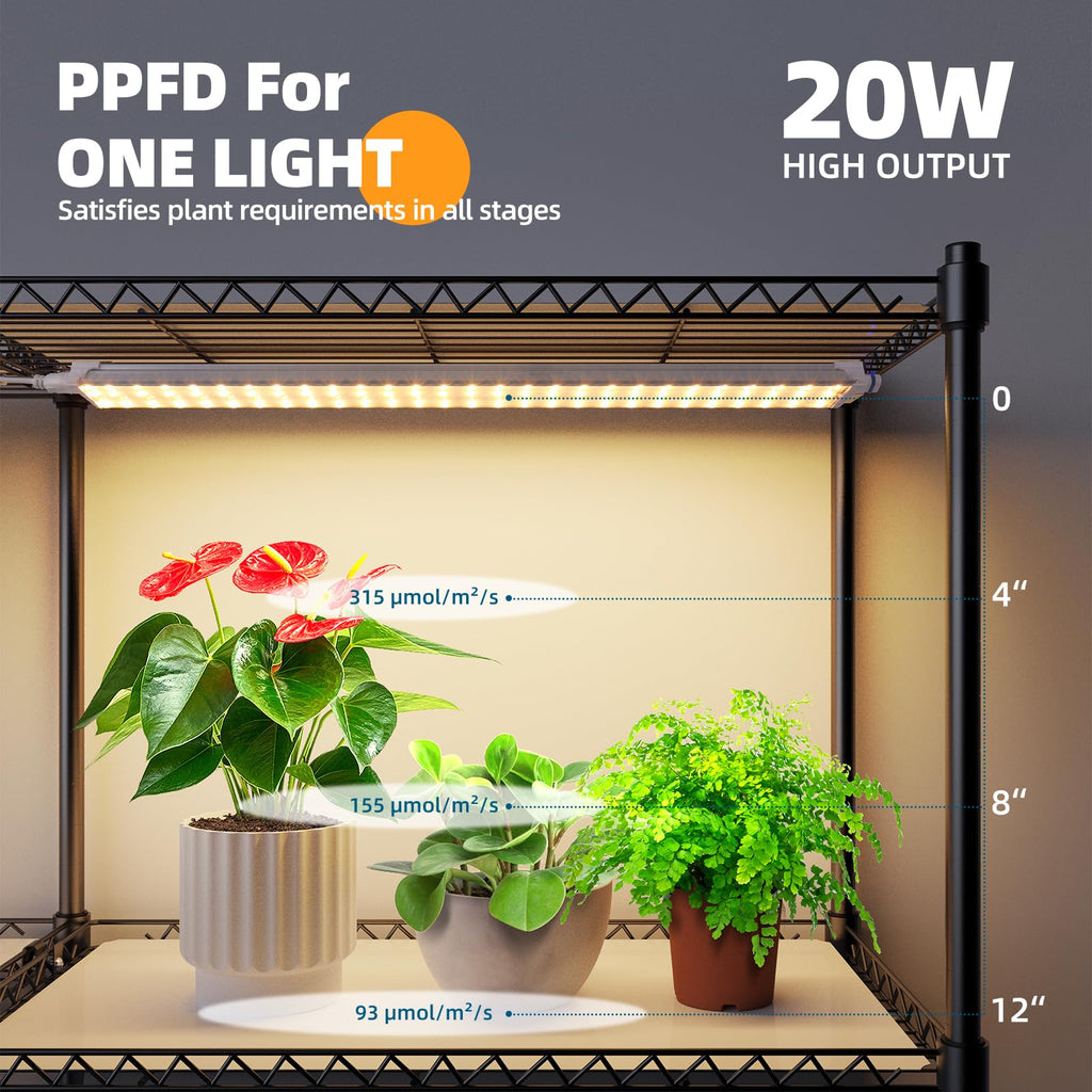 Barrina Plant Stand with Grow Lights for Indoor Plants, 6-Tier with 10Pcs 1.6FT 20W Plant Lights, 47x13.8x71IN