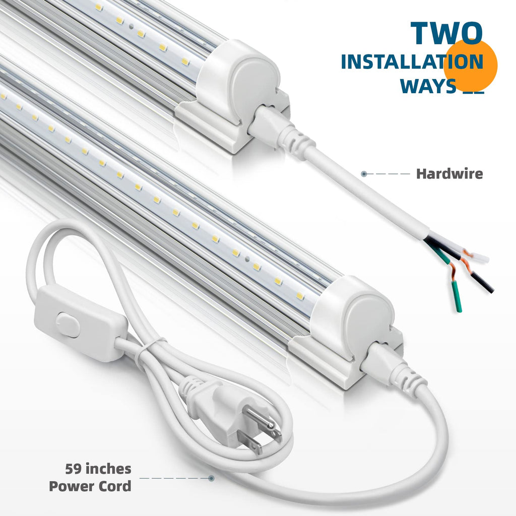 Barrina LED Shop Light 2ft, 20W 2500LM 6500K, T8 Clear Cover, Ceiling and Utility Linkable Tube Lights 2-Pack
