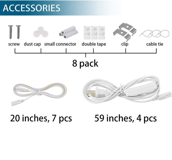 Accessories for Barrina T5 LED Grow Light 3FT 8 Packs MI16(FB)