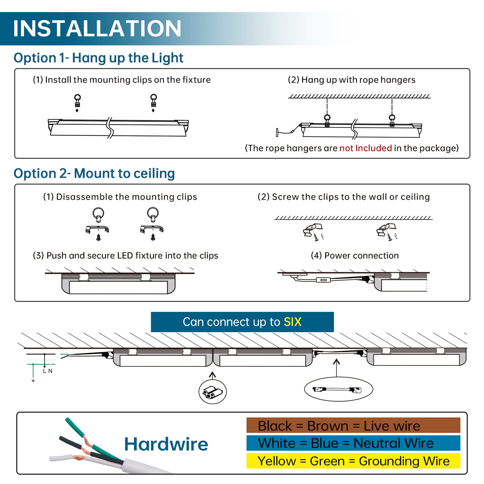 T8 LED Shop Light 4FT 40W 5000LM 6500K with Reflector 10 Packs BAL40 6