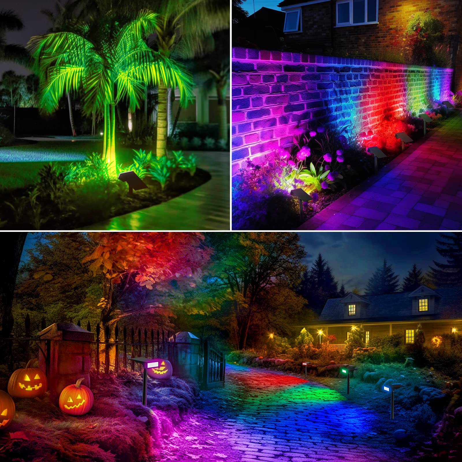 Solar Spot Lights,RGB 8 Colorful Modes,Auto ON/OFF,24 LEDs,TYN RGB