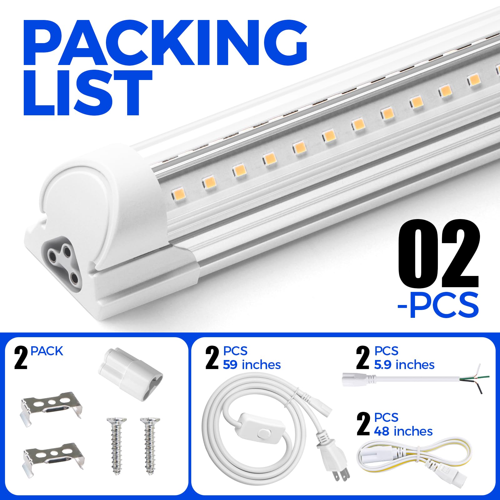 T8 LED Shop Light,2FT,20W,2500LM,BAF20