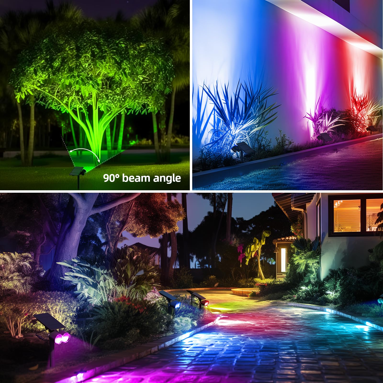 Solar Spot Lights,RGB 8 Colorful Modes,360°Horizontal Adjustable,Auto ON/OFF,WX RGB