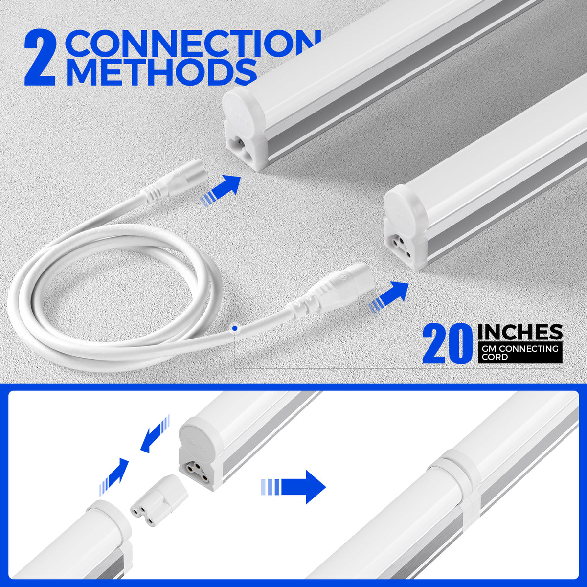 Barrina T5 20W LED Shop Lights 4FT 3000K 2200LM | Linkable & Corded El