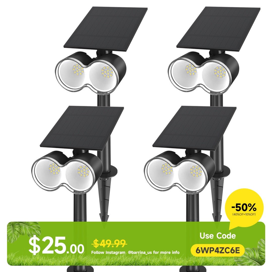 Solar Spot Lights,6500K,360°Horizontal Adjustable,3 Modes,Auto ON/OFF,4 Packs,WX 6500K 4 - Barrina led