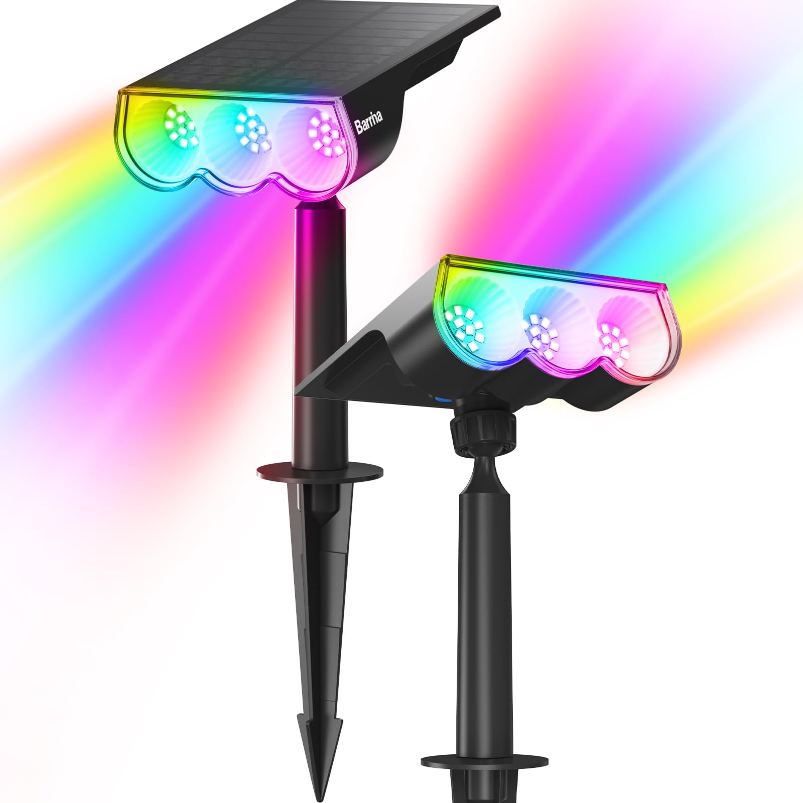 Solar Spot Lights,WRGB,9 Colorful Modes,Auto ON/OFF,36 LEDs,2 Packs,TNX WRGB 2 - Barrina led