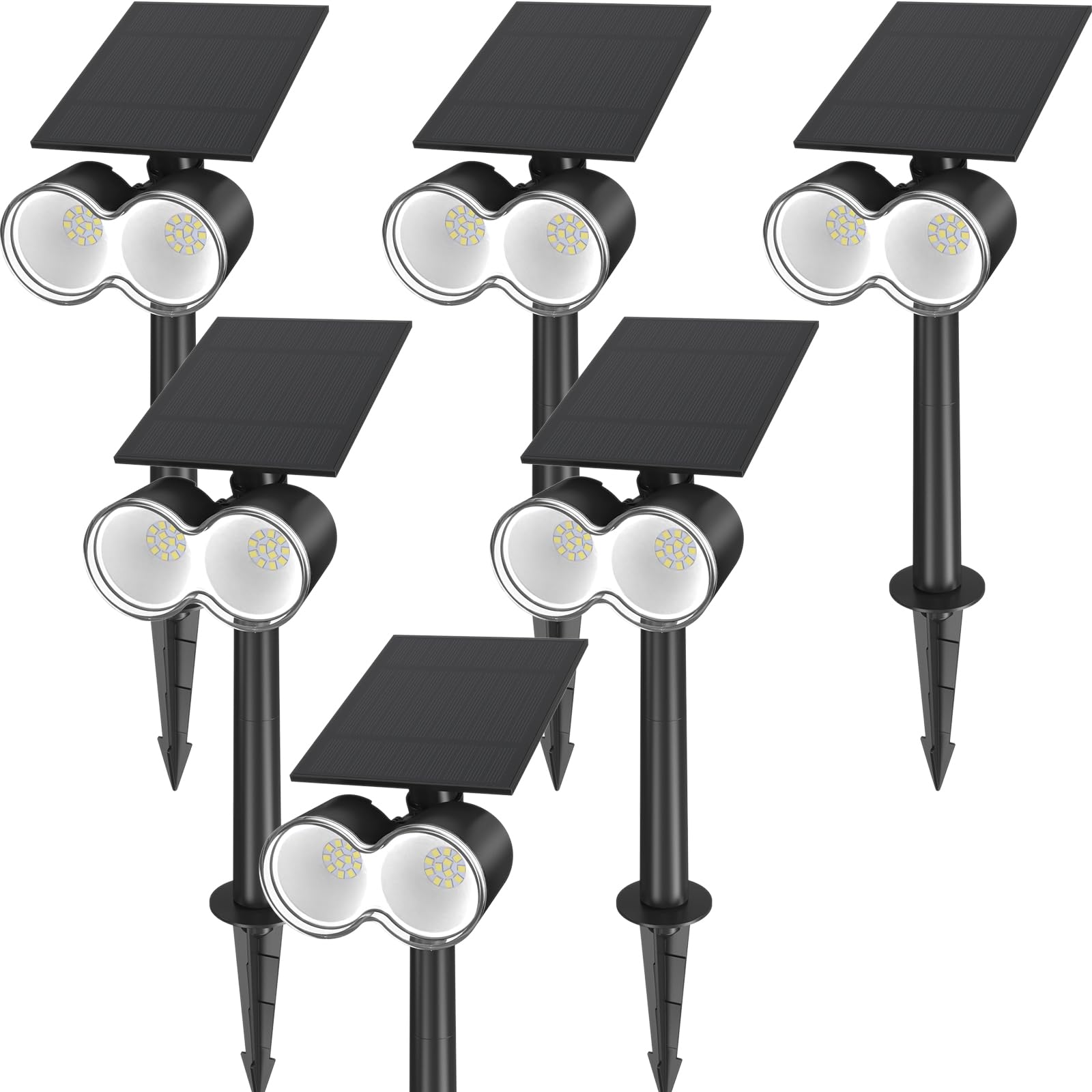 Solar Spotlights,6500K,360°Horizontal Adjustable,3 Modes,Auto ON/OFF,6 Packs,WX 6500K 6 - Barrina led