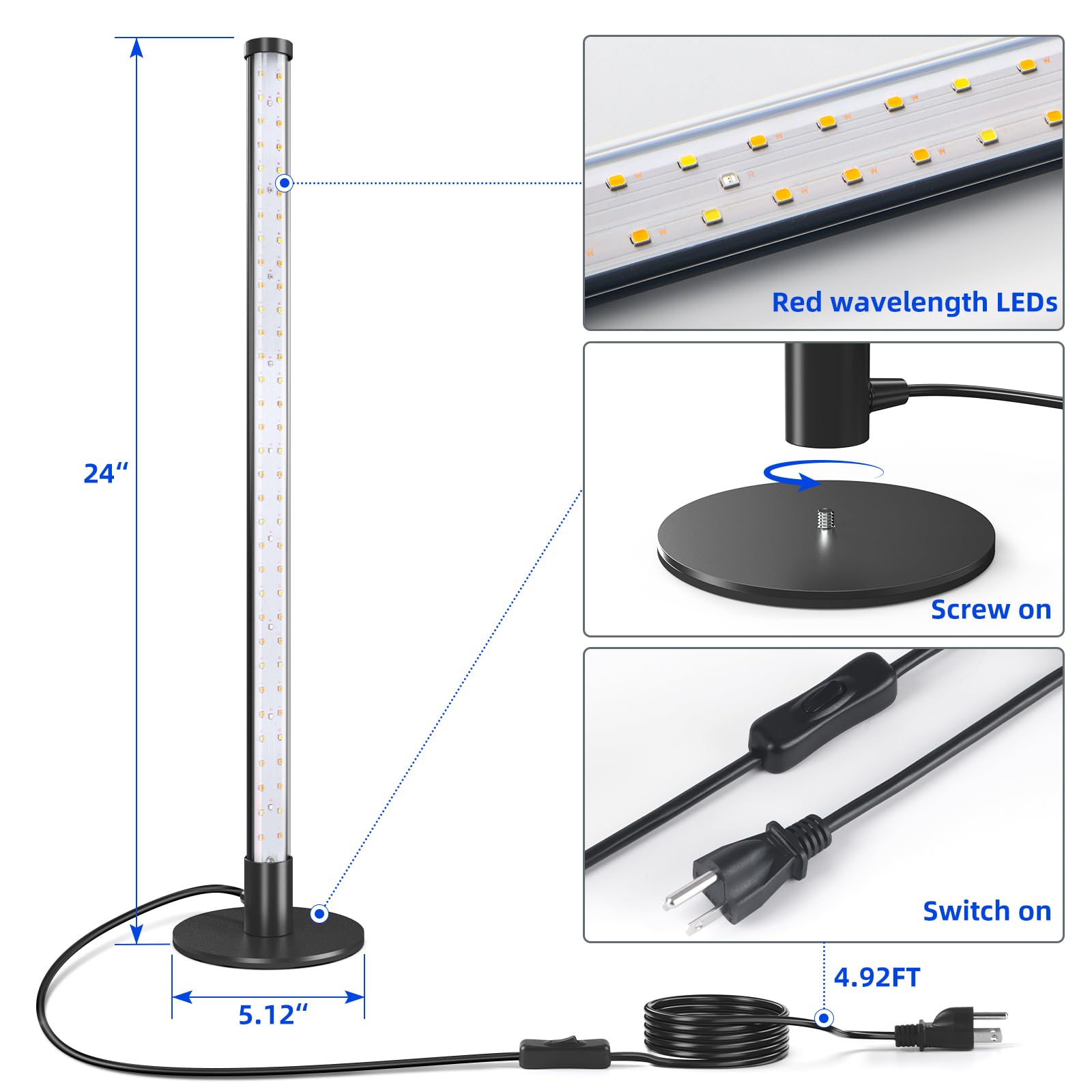 T10 LED Grow Light,2FT,20W,Full Spectrum,1 Pack,T10F20(M) - Barrina led