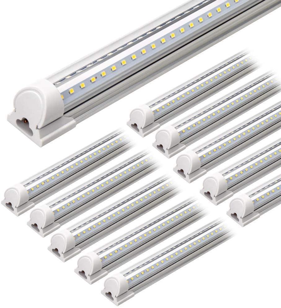 Barrina LED Shop Light 4FT T8 40W 5000LM 5000K Daylight White V Shape Clear Cover Linkable Tube Strips for Garage with Plug (Pack of 10) - Barrina led