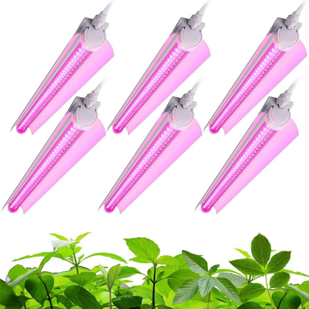 Barrina LED Grow Light 144W(6 x 24W 800W Equivalent) 2ft T8 Full Spectrum Linkable T8 Integrated Bulb+Fixture Plant Lights for Indoor Plants 6-Pack - Barrina led