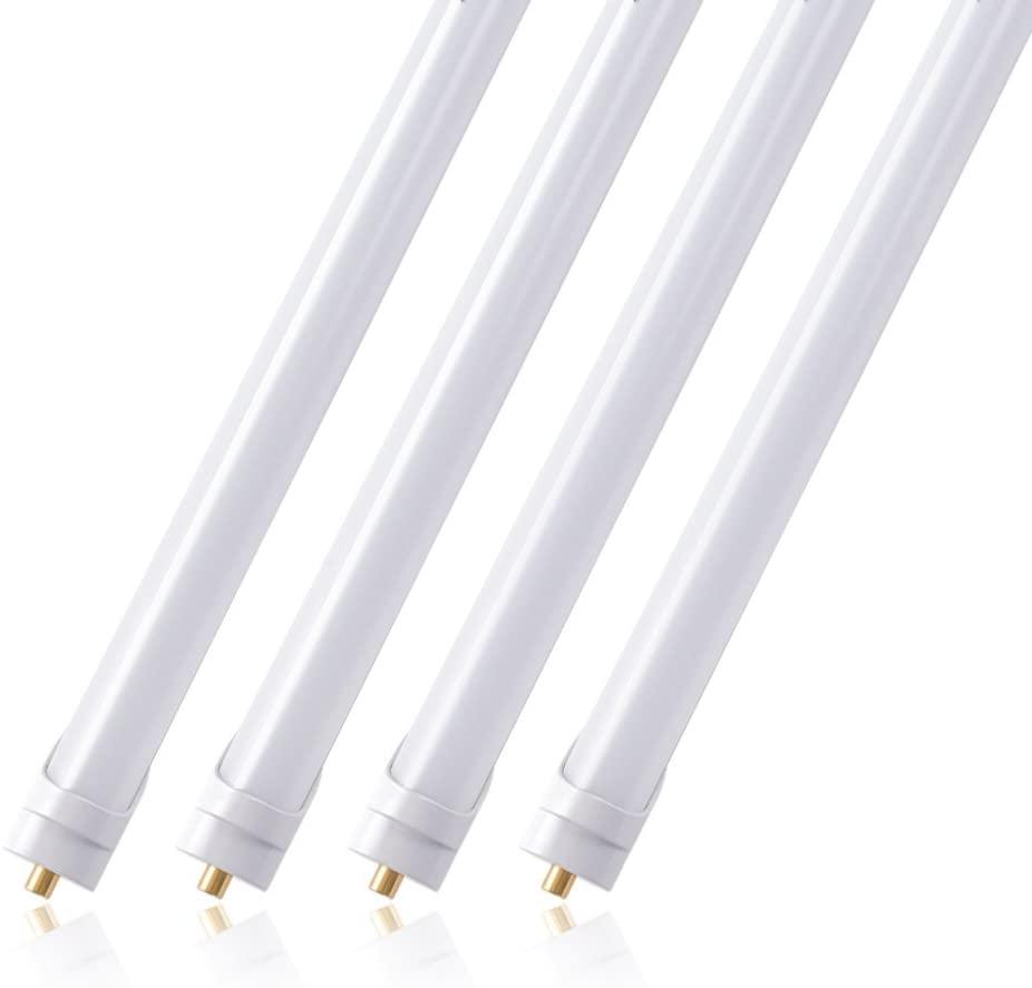 Barrina T8 T10 T12 LED Light Tube 8ft 44W (100W Equivalent) 6500K 4500lm Frosted Cover Dual-Ended Power Fluorescent Light Bulbs Replacement(Pack of 4) - Barrina led