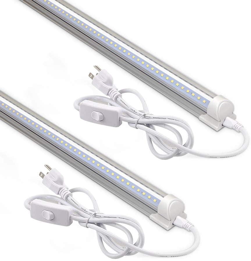 Barrina LED Shop Light 2ft 20W 2500LM 5000K T8 Fixture Clear Cover Ceiling and Utility Shop Light Linkable Tube Room Garage Workbench Warehouse 2-Pack - Barrina led