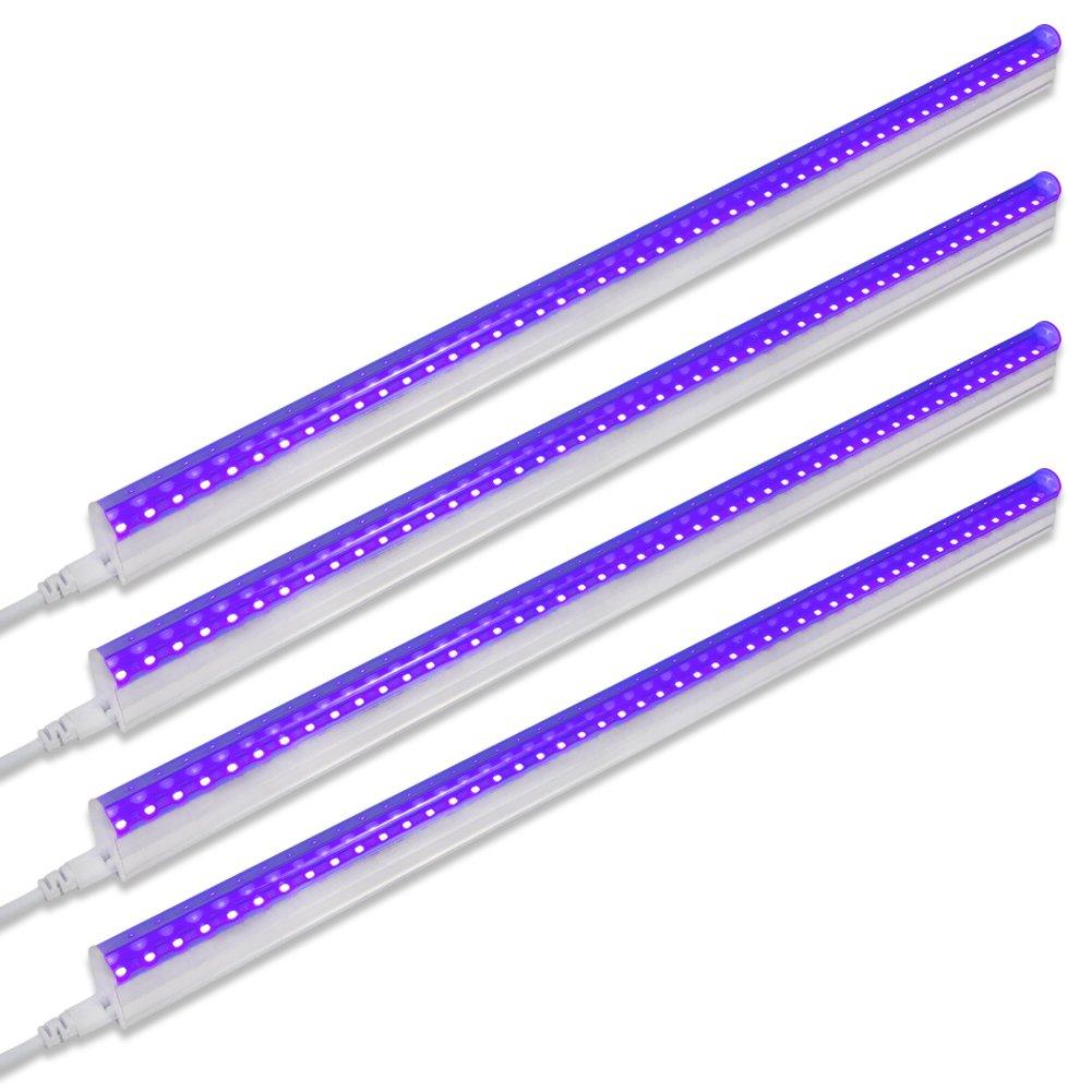 Barrina UV LED Blacklight Bar 9W 2ft T5 Integrated Bulb Fixture for Blacklight Poster and Party Fun Atmosphere with Built-in ON/Off Switch(4-Pack) - Barrina led
