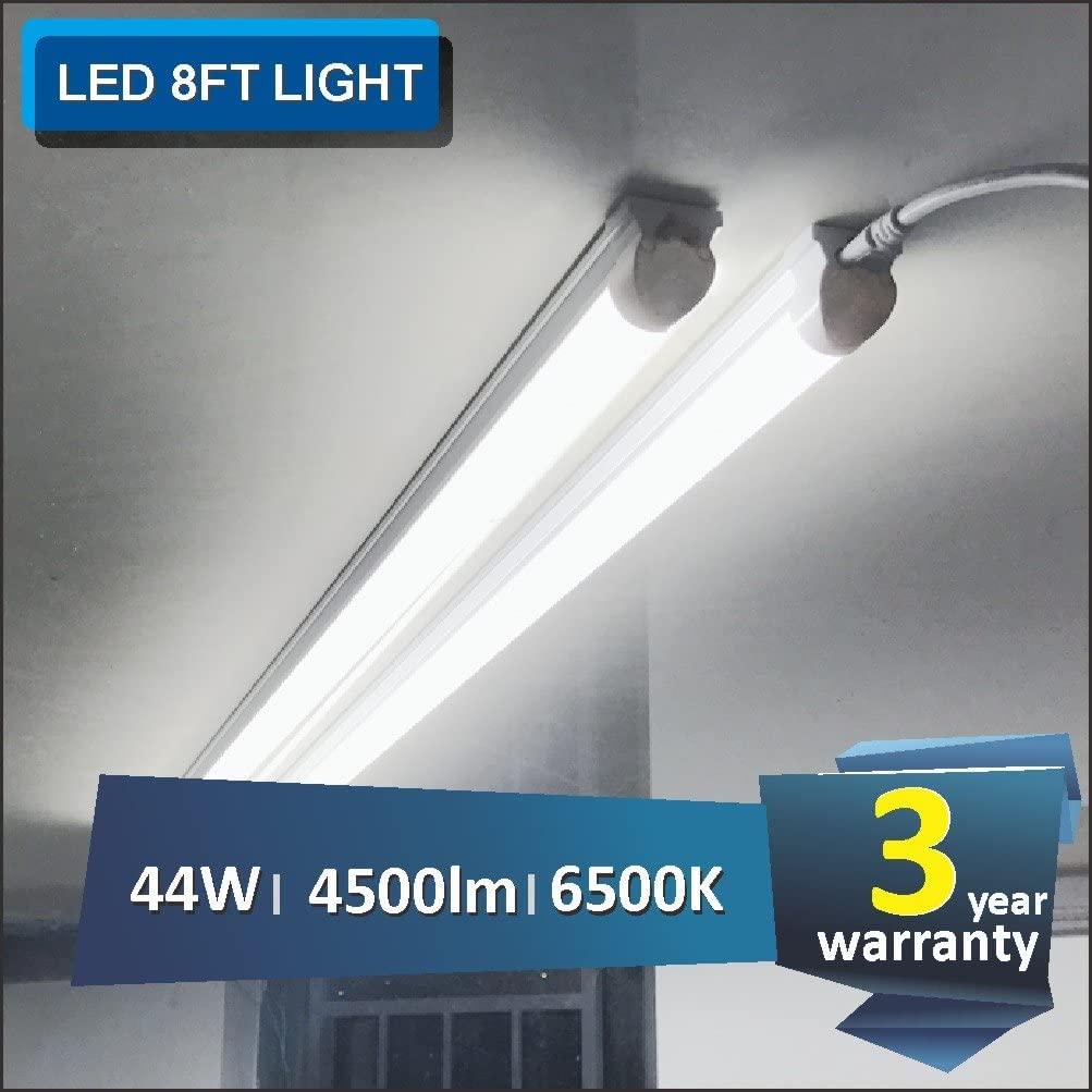 T8 LED Shop Light 8FT 44W 4500LM 6500K Frosted Cover 6 Packs BAX44 6