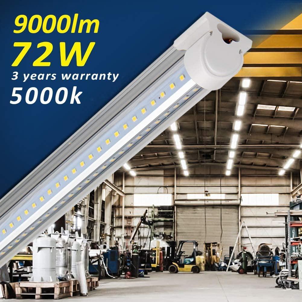 T8 LED Shop Light 8FT 72W 9000LM 5000K 4 Packs BAX72 5