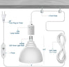 Barrina LED Grow Light Bulb 25W 5000K Full Spectrum 4H/9H/14H Timer with 16.4FT Power Cord Plug in Pendant Light