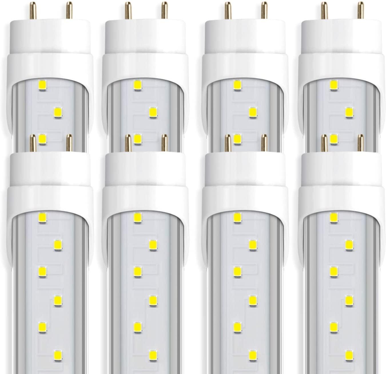 Barrina T8 T10 T12 LED Light Tube 4FT 24W 6000K 3200lm Dual-End Powered Clear Cover Fluorescent Light Bulbs Replacement ETL Listed 8-Pack - Barrina led