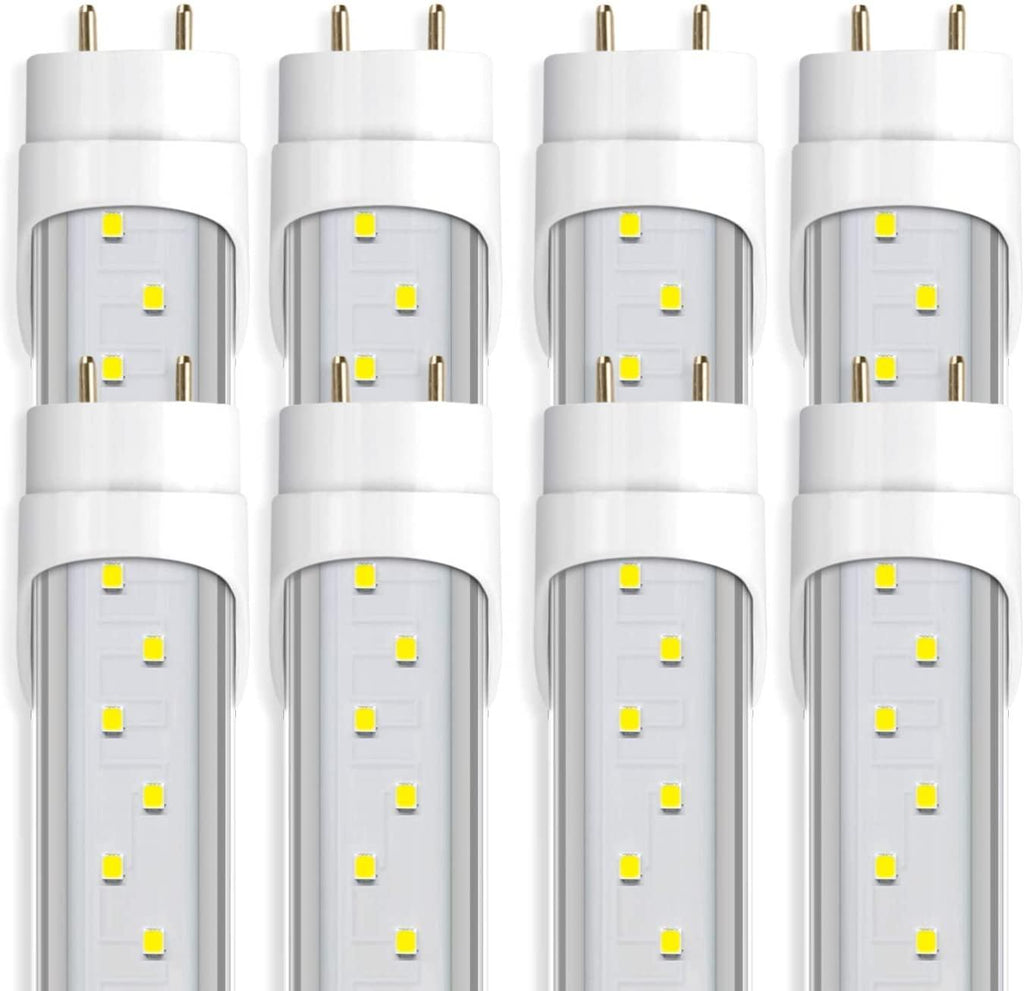 Barrina T8 T10 T12 LED Light Tube 4FT 24W 6000K 3200lm Dual-End Powered Clear Cover Fluorescent Light Bulbs Replacement ETL Listed 8-Pack - Barrina led