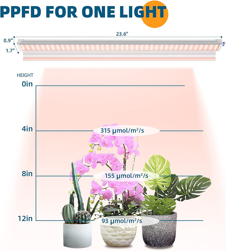 Barrina T5 Grow Light 2FT 30W Full Spectrum Grow Light with 4/9/14H Timer and Reflectors Color Changing LED Grow Lights for Indoor Plants Linkable and Hanging Plant Lights for Indoor Growing