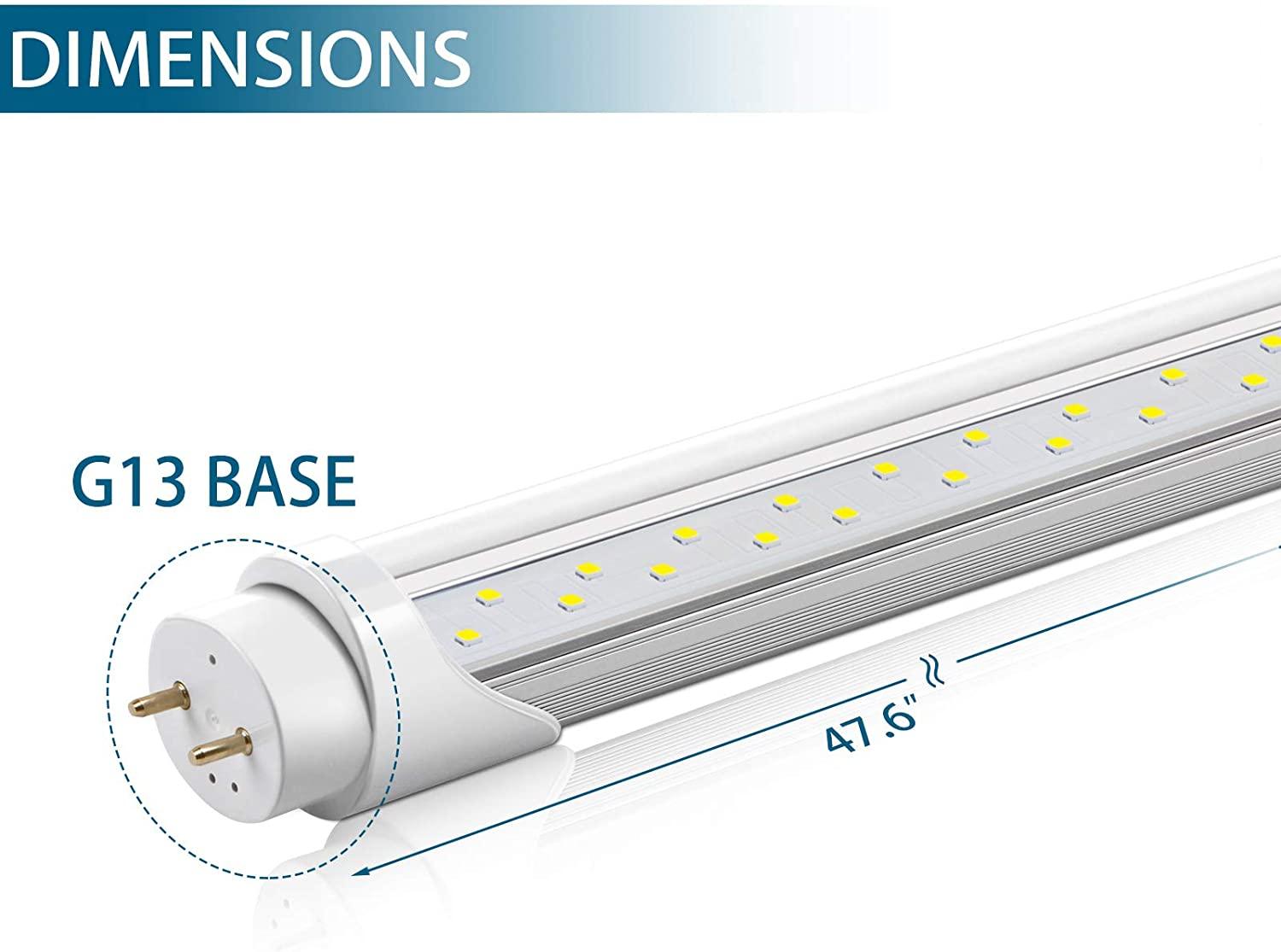 T8 LED Tube Light Bulbs 4FT 24W 3200LM 6000K Dual End Powered 8 Packs