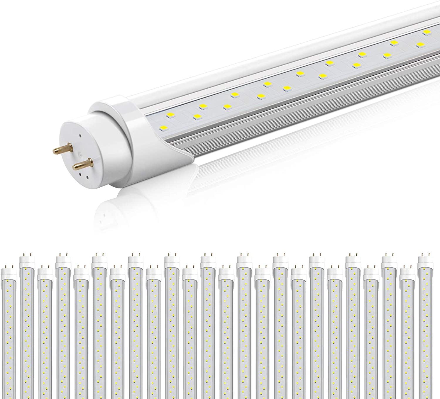 Barrina T8 T10 T12 LED Light Tube 4FT 24W 6000K Super Bright White 3200LM Dual-End Powered Clear Cover Fluorescent Bulb Replacement ETL Listed 25-Pack - Barrina led